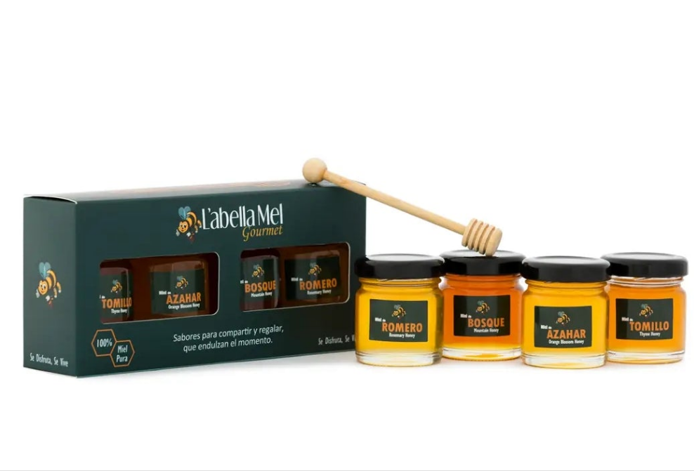 L'Abellamel Confezione di 4mieli la 50G cadauno con cucchiaio